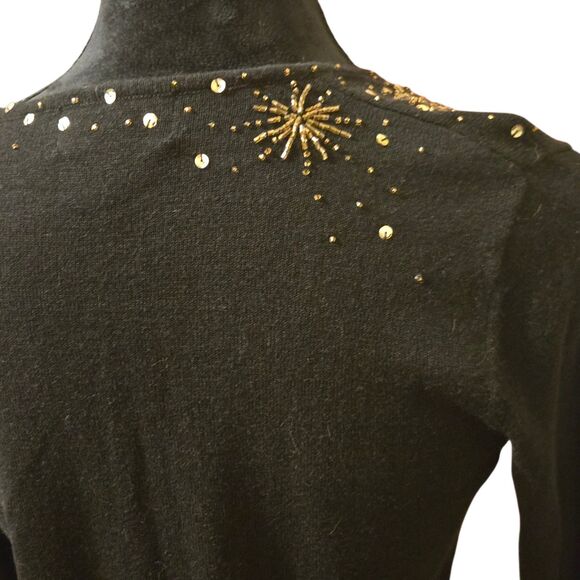 Berek 2 Small Sweatshirt Black Ugly Christmas Holiday Santa Hat Poinsetta - Picture 6 of 11